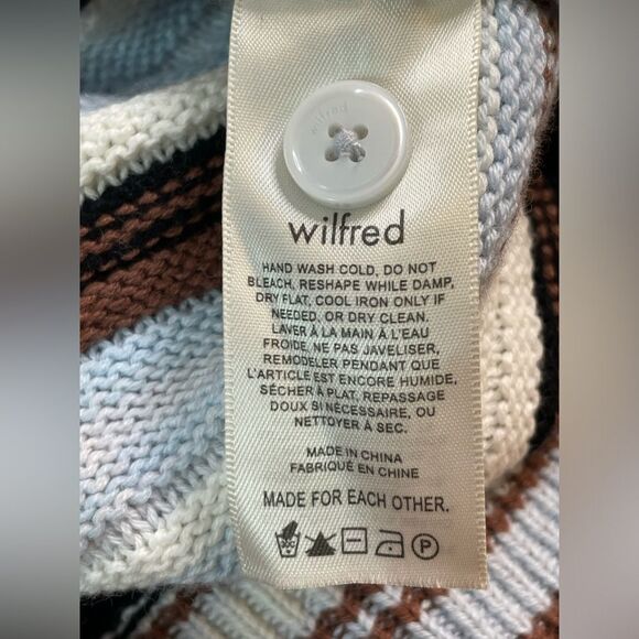 Wilfred Striped Cropped V-Neck Cardigan Puffed Short Sleeves - Size Medium - Picture 6 of 7